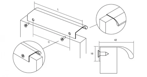 VIEFE ona 480-1440mm fogantyú, Csiszolt sötét sárgaréz L29, 1500mm
