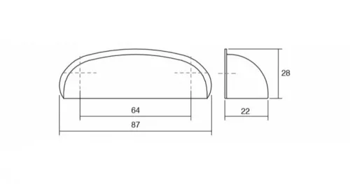 VIEFE aura 64mm fogantyú, Antik ezüst Z612, 87mm