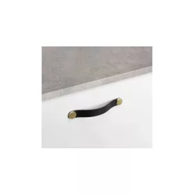   VIEFE flexa 160mm fogantyú, Fekete bőr + csiszolt sárgaréz P9927, 182mm