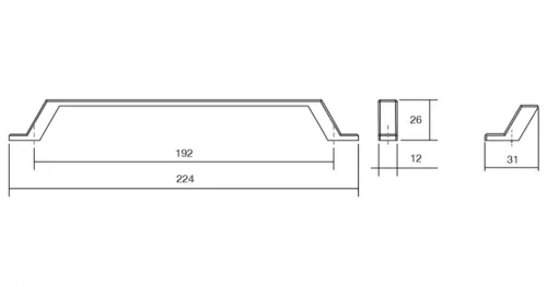 VIEFE verso 192mm fogantyú, Ónszürke Z610, 224mm