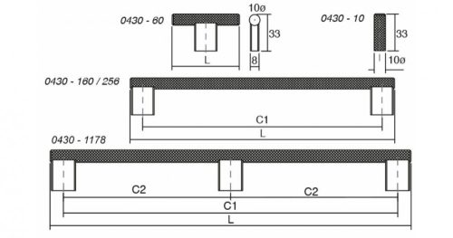VIEFE graf2 160mm fogantyú, Csiszolt fekete L30, 182mm