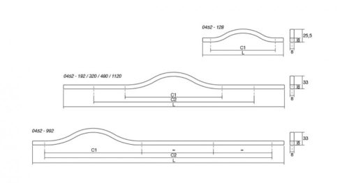 VIEFE brave 192mm fogantyú, Matt fekete FM2, 240mm