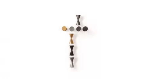 VIEFE diabolo gomb fogantyú, Csiszolt fekete L30, 13,5mm