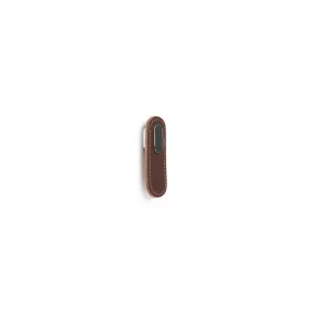   VIEFE oblong gomb fogantyú, Barna bőr + polírozott króm P3601, 70mm