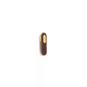   VIEFE oblong gomb fogantyú, Barna bőr + fényes arany P3628, 70mm