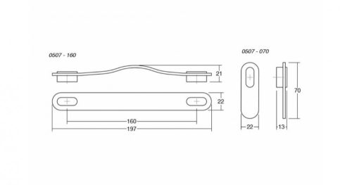 VIEFE oblong gomb fogantyú, Fekete bőr + fényes arany P9928, 70mm