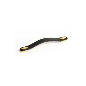   VIEFE oblong 160mm fogantyú, Fekete bőr + fényes arany P9928, 197mm