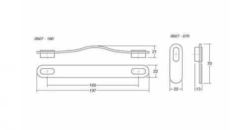 VIEFE oblong 160mm fogantyú, Fekete bőr + fényes arany P9928, 197mm