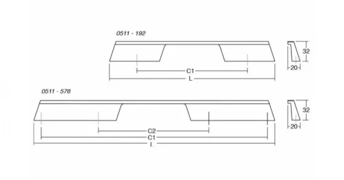 VIEFE rail 1120mm fogantyú, Szálcsiszolt L24, 1150 (aszimmetrikus markolat elhelyezés)mm
