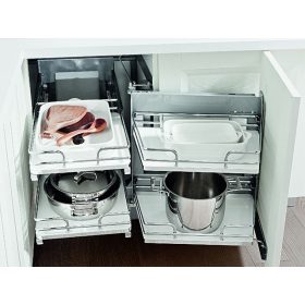   FOREST SMACE45DX Smart Corner polcrendszer, jobbos, 845 x 568 x 489 mm, sarokszekrénybe szerelhető, króm-fehér