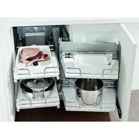   FOREST SMACE45DX Smart Corner polcrendszer, jobbos, 845 x 568 x 489 mm, sarokszekrénybe szerelhető, króm-fehér
