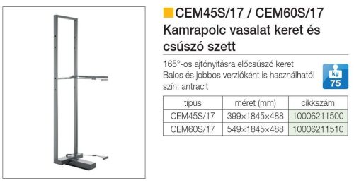 FOREST CEM KAMRAPOLC KERET, antracit, 399 x 1845 x 488 mm