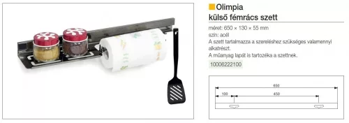 FOREST OLIMPIA FŰSZERTARTÓ ÉS PAPÍRTÖRLŐ TARTÓ, 1 tálcás, alacsony, 650 × 130 × 55 mm