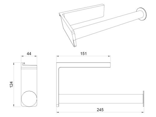 FOREST "PRATIKA" PAPÍRTÖRLŐ TARTÓ, 245 x 45 x 121 mm, fekete