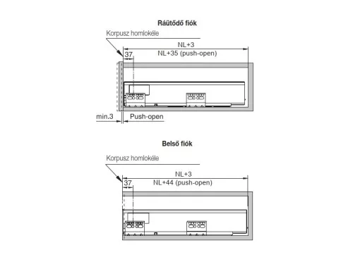 FOREST FDS-CLASSIC D FEHÉR fém fiókoldal — 350mm