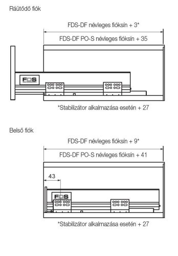 FOREST FDS DUPLAFALÚ FÉM FIÓKOLDAL FDS-DF B , 40 kg, szürke, 500 mm