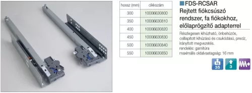 FOREST FDS REJTETT FIÓKCSÚSZÓ FDS-RCSAR RÉSZLEGESEN KIHÚZHATÓ, 25 kg, acél