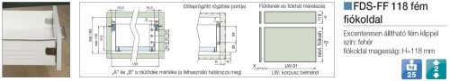 FOREST FÉM FIÓKOLDAL FDS-FF, 25 kg, 118 mm, fehér, 300 mm