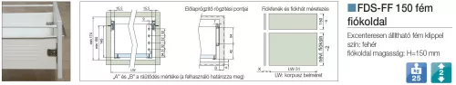 FOREST FÉM FIÓKOLDAL FDS-FF , 25 kg, 150 mm, fehér, 300 mm