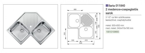 Forest CM MOSOGATÓ ILARIA 2 MEDENCE SAROK, 830x830 mm, acél