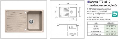 Forest GRAWA GRÁNIT MOSOGATÓ PT3-8610, 860x500, barna