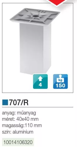 FOREST MŰANYAG DESIGN LÁB ART 707/R , 110 mm, 150 kg, alumínium