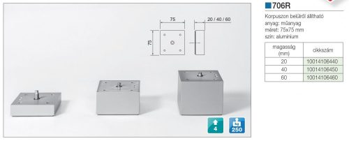 FOREST MŰANYAG DESIGN LÁB ART706/R, alumínium, 40 mm
