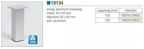 FOREST FÉM DESIGN LÁB 19134 , alumínium, 100 mm