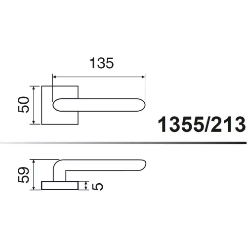 FLAKE matt fekete lapos négyzetrozettás beltéri ajtókilincs (BB)