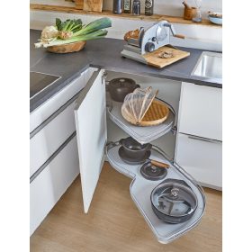   Kesseböhmer LeMans II ARENAplus classic beakasztható polc szett, szürke, 600-750 mm, 450 mm, Jobbos