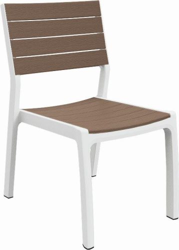 Keret Harmony műanyag kerti szék , fehér / cappuccino, karfák nélkül