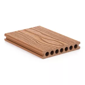 G21 kültéri burkolólap 2,5 x 14,8 x 400 cm, Light Wood kerek lyukakkal, WPC