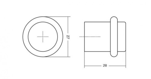 VIEFE graf alumínium ajtóütköző, Szálcsiszolt L24, 27 (átmérő)mm