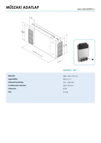aira - plazma szűrő páraelszívókhoz quadro l 950 r