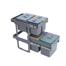   EKOTECH beépíthető hulladékgyűjtő tandem short 40 - 2x15 liter + 1x12 liter + 2x5 liter