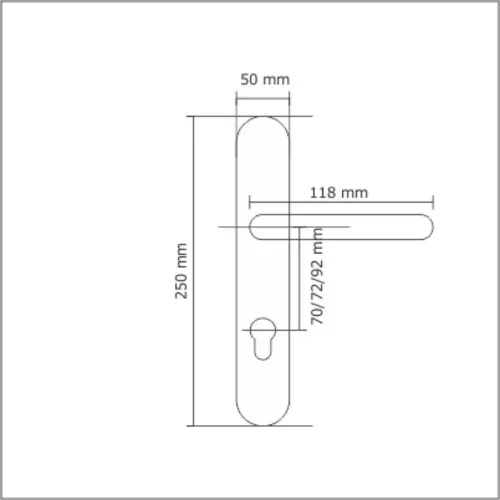 ARNO alumínium F1 hosszúcímes bejárati ajtókilincs (90 mm)