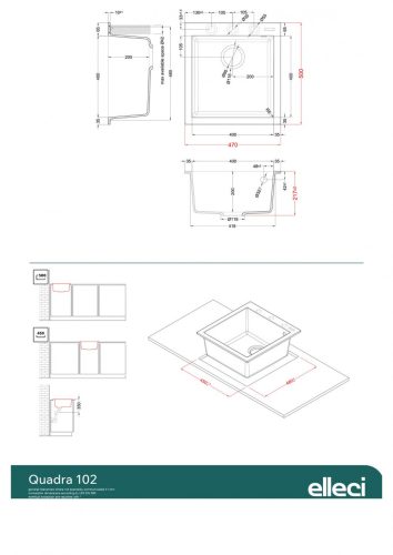ELLECI mosogatótálca quadra 102 g40 nero