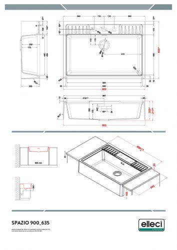 ELLECI mosogatótálca spazio 900 k86 black
