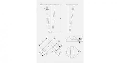 GTV Asztalláb ARTO-12-3R, 304 mm, 12 mm, fekete, 304 mm