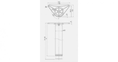 GTV Asztalláb NM-G60, 60 mm, króm, állítható (+30 mm), 710 mm