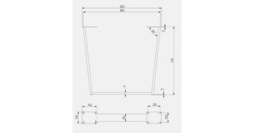 GTV Asztalláb INDUSTRIA-T20, 710 mm, 820 mm, 20 mm, fekete