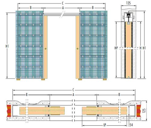 ECLISSE SYNTESIS LINE ESTENSIONE kétszárnyú tolóajtó kőműves falhoz 12,5 cm-es falvastagsághoz (60×200 cm)