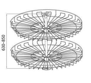 Konyhai forgókosár 45 fokos szekrénybe - 820 mm