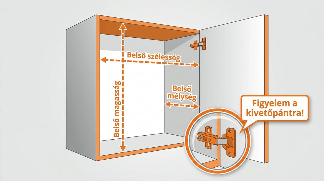 A pontos mérés infografikája konyhaszekrényhez