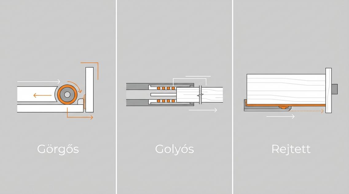 Fióksín Típusok Összehasonlítása: Görgős, Golyós, Rejtett