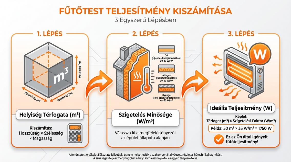 Fűtőtest teljesítmény számítása egyszerűen