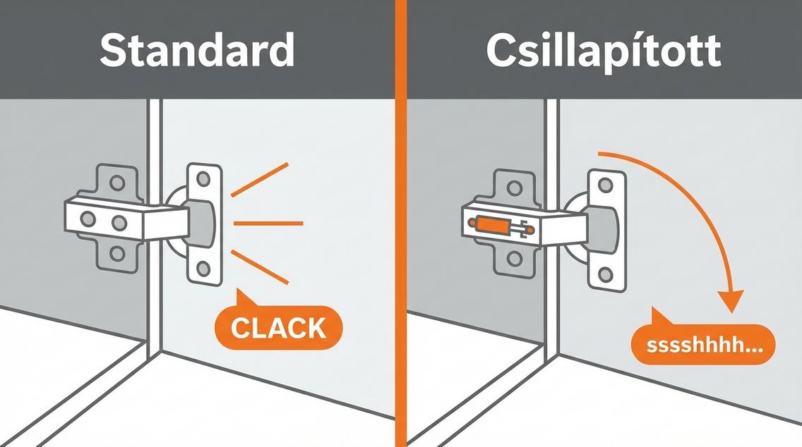 Standard és Csillapított (Soft-Close) Pántok Összehasonlítása