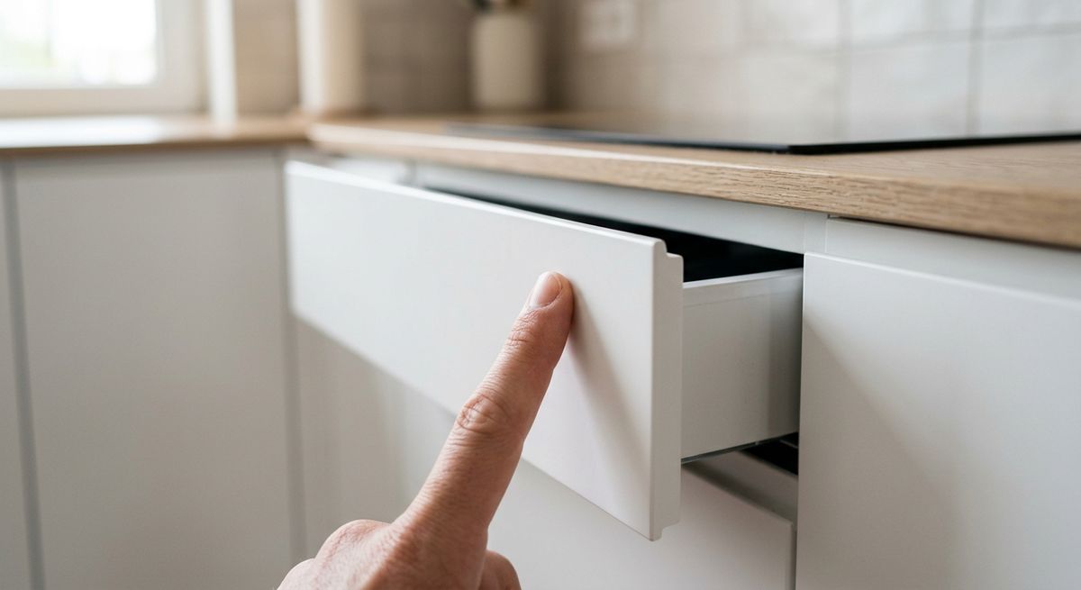 FDS-CLASSIC PO B Push Open 350 mm antracit — használat közben